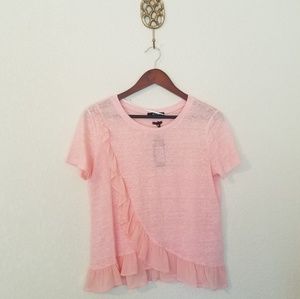 NWT MISS ME Perfect Peach Burnout Ruffle Top